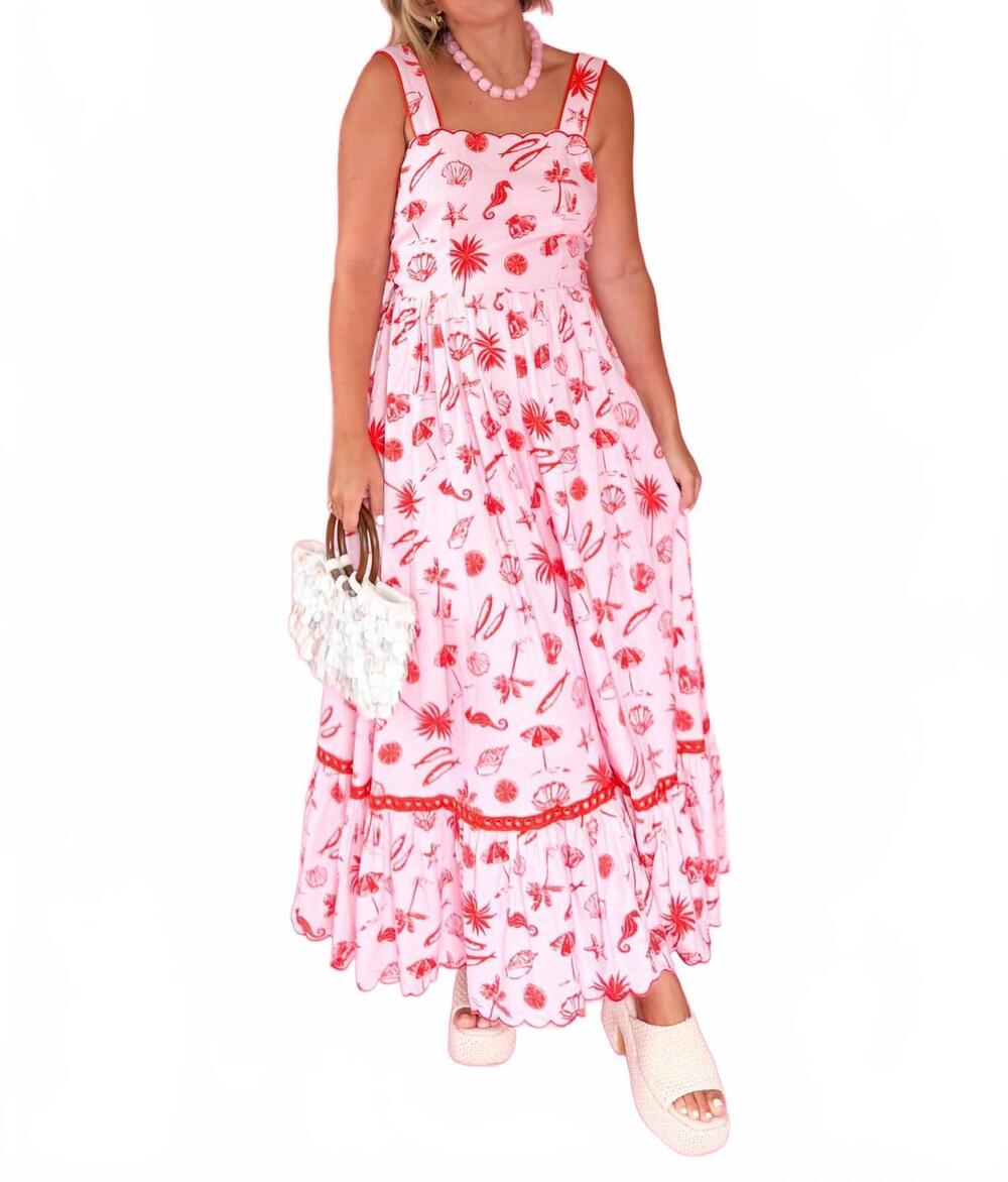 NEW KARLIE beach linen maxi dress in pink
